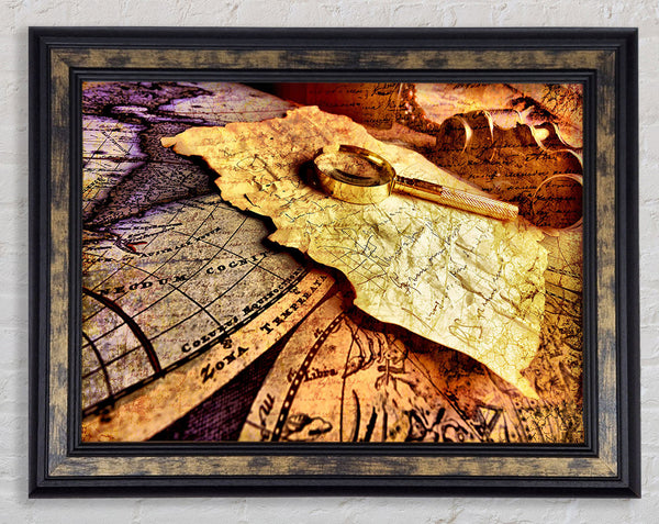 Threw The Looking Glass Map Framed Print