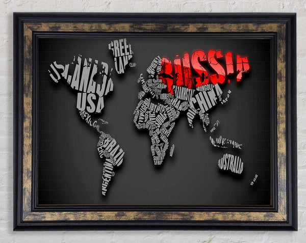 Russia World Maps Framed Print