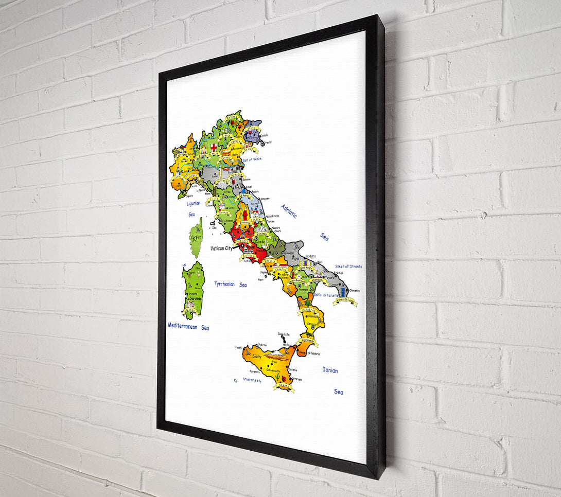  A Canvas Print of Travel Map Of Italy Canvas Print