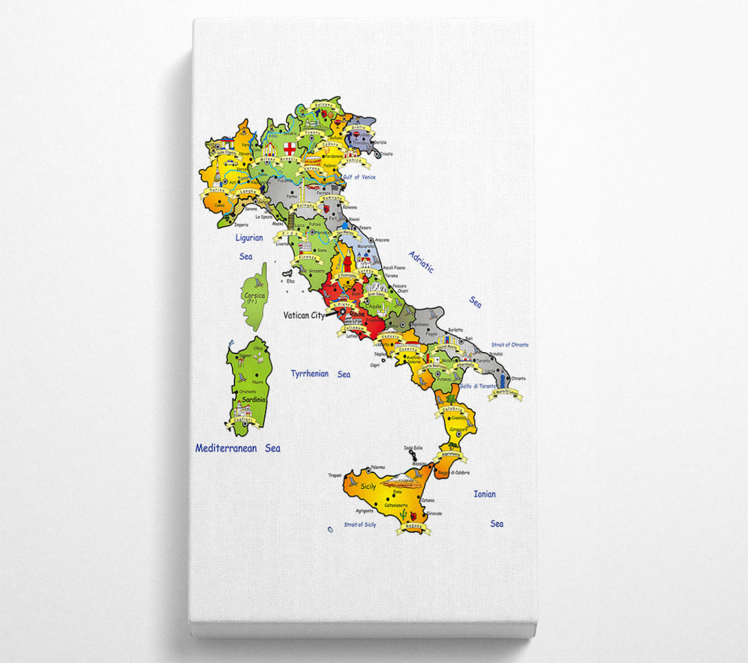  A Canvas Print of Travel Map Of Italy Canvas Print