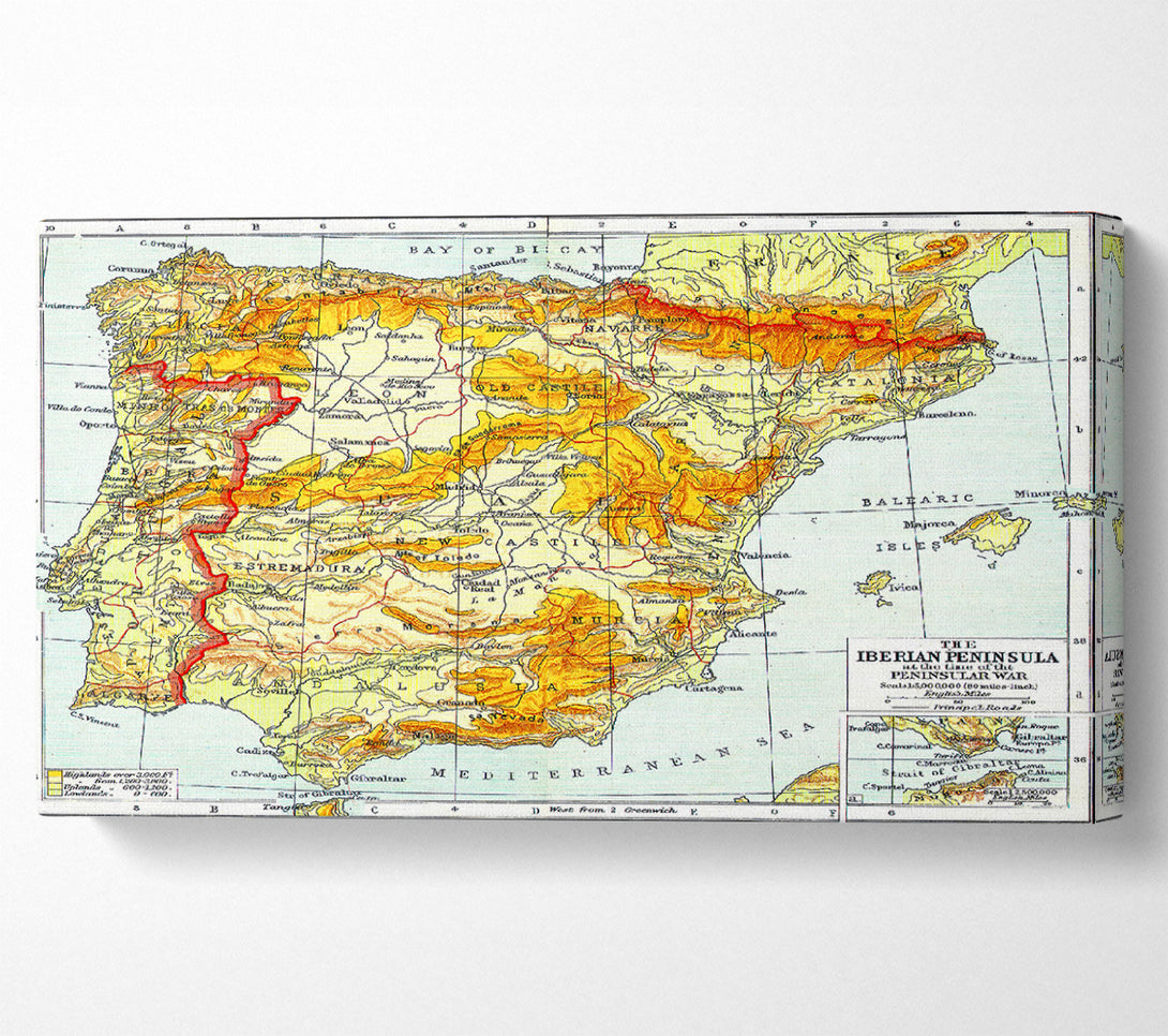  A Canvas Print of Map Of Spain Canvas Print