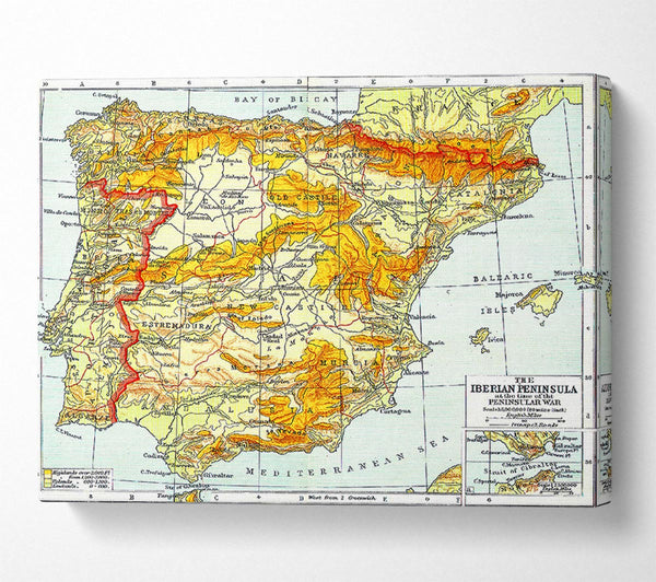  A Canvas Print of Map Of Spain Canvas Print