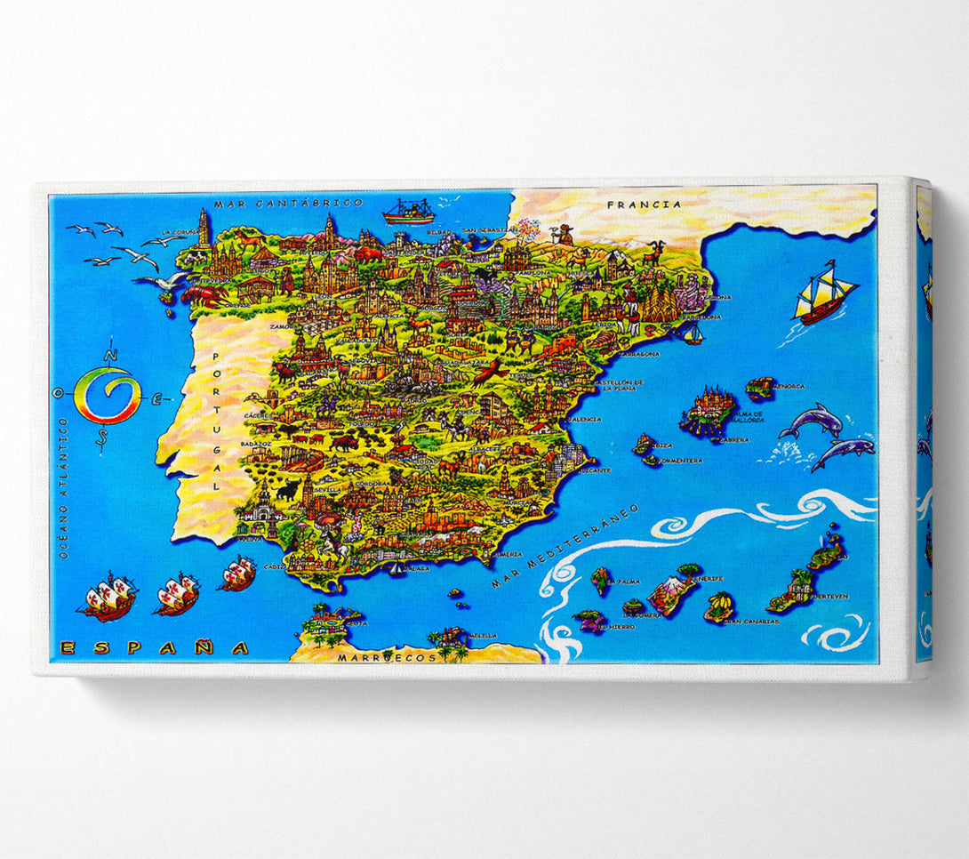  A Canvas Print of Spanish Map Canvas Art
