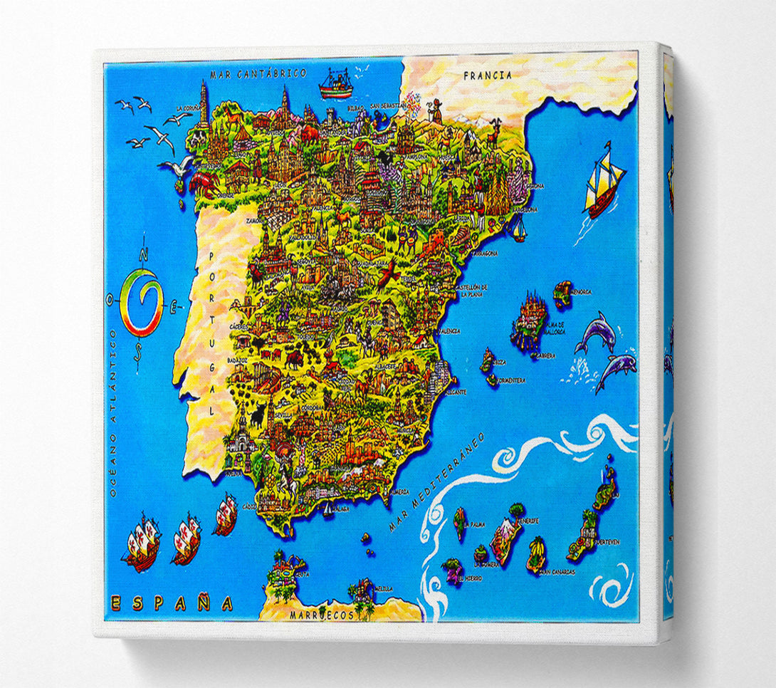  A Canvas Print of Spanish Map Canvas Art