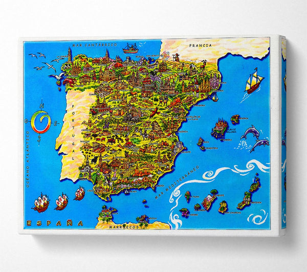  A Canvas Print of Spanish Map Canvas Art