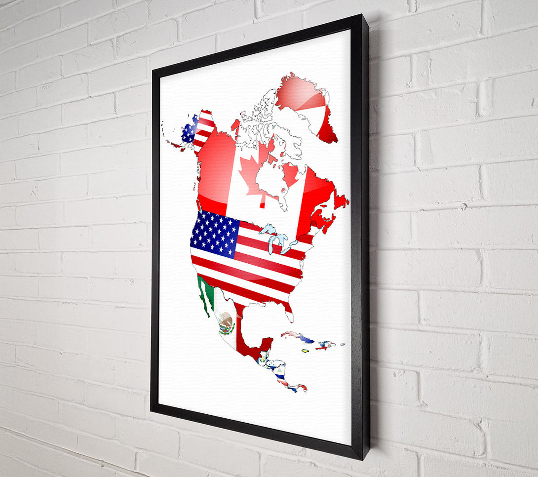  A Canvas Print of North America Flag Map Canvas Print