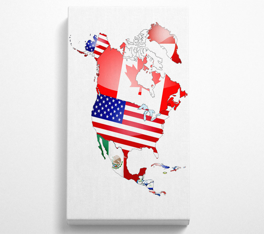  A Canvas Print of North America Flag Map Canvas Print