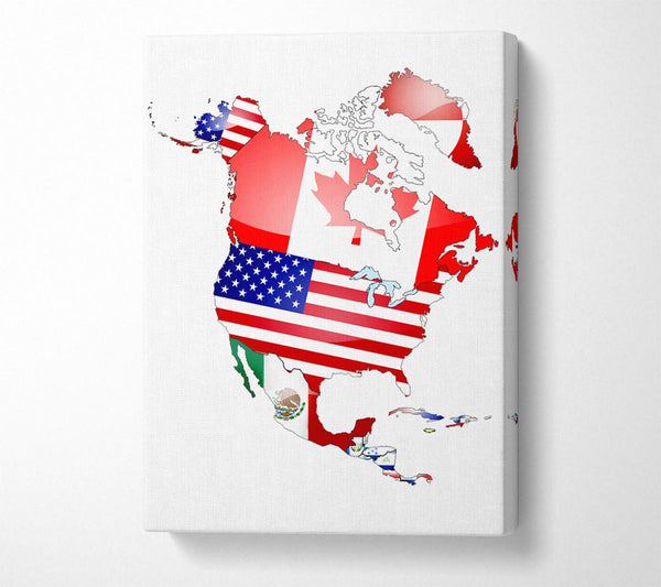  A Canvas Print of North America Flag Map Canvas Print