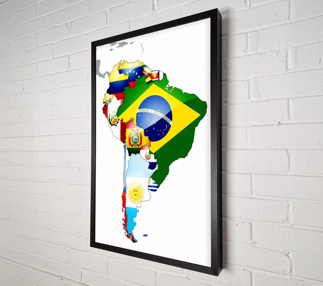  A Canvas Print of South America Flag Map Canvas Wall Art