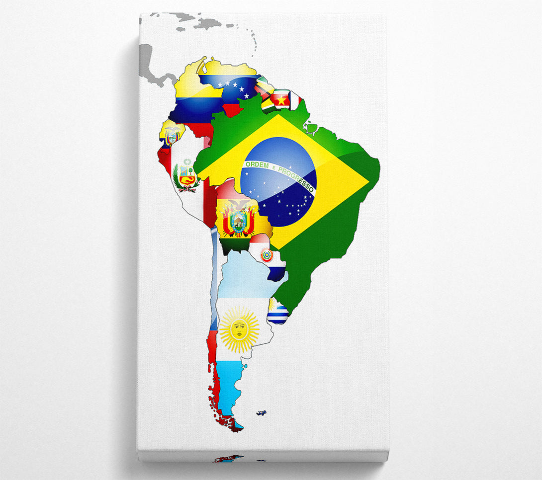  A Canvas Print of South America Flag Map Canvas Wall Art