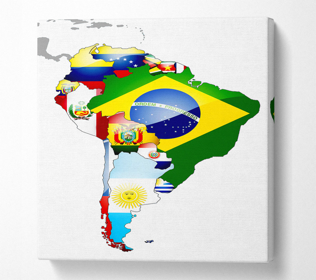  A Canvas Print of South America Flag Map Canvas Wall Art