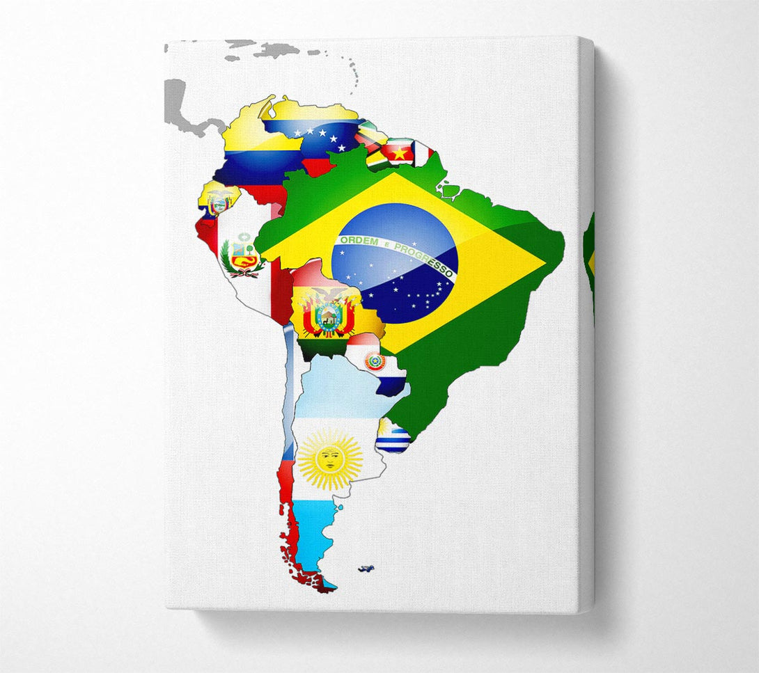  A Canvas Print of South America Flag Map Canvas Wall Art