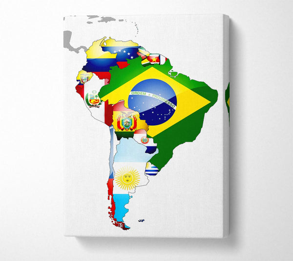  A Canvas Print of South America Flag Map Canvas Wall Art