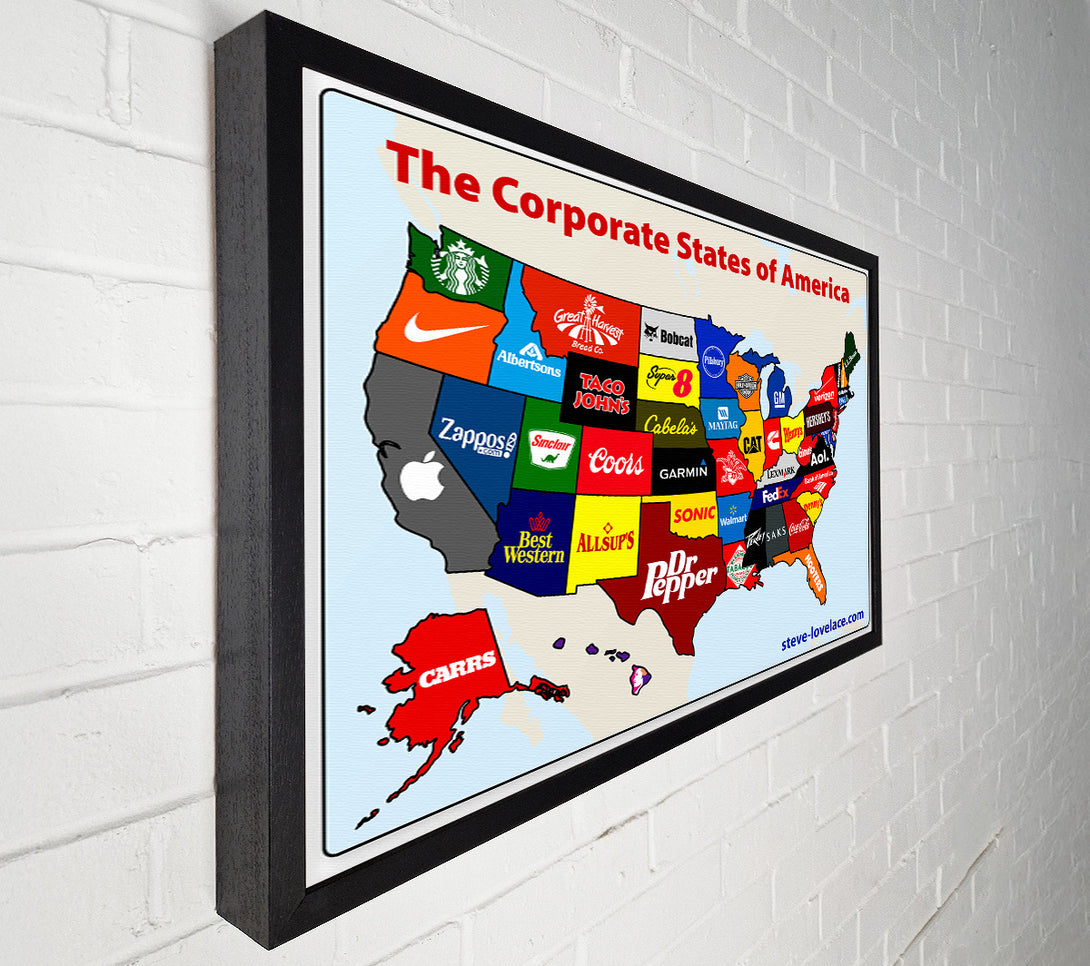  A Canvas Print of United Corporations Of America Map Canvas Print