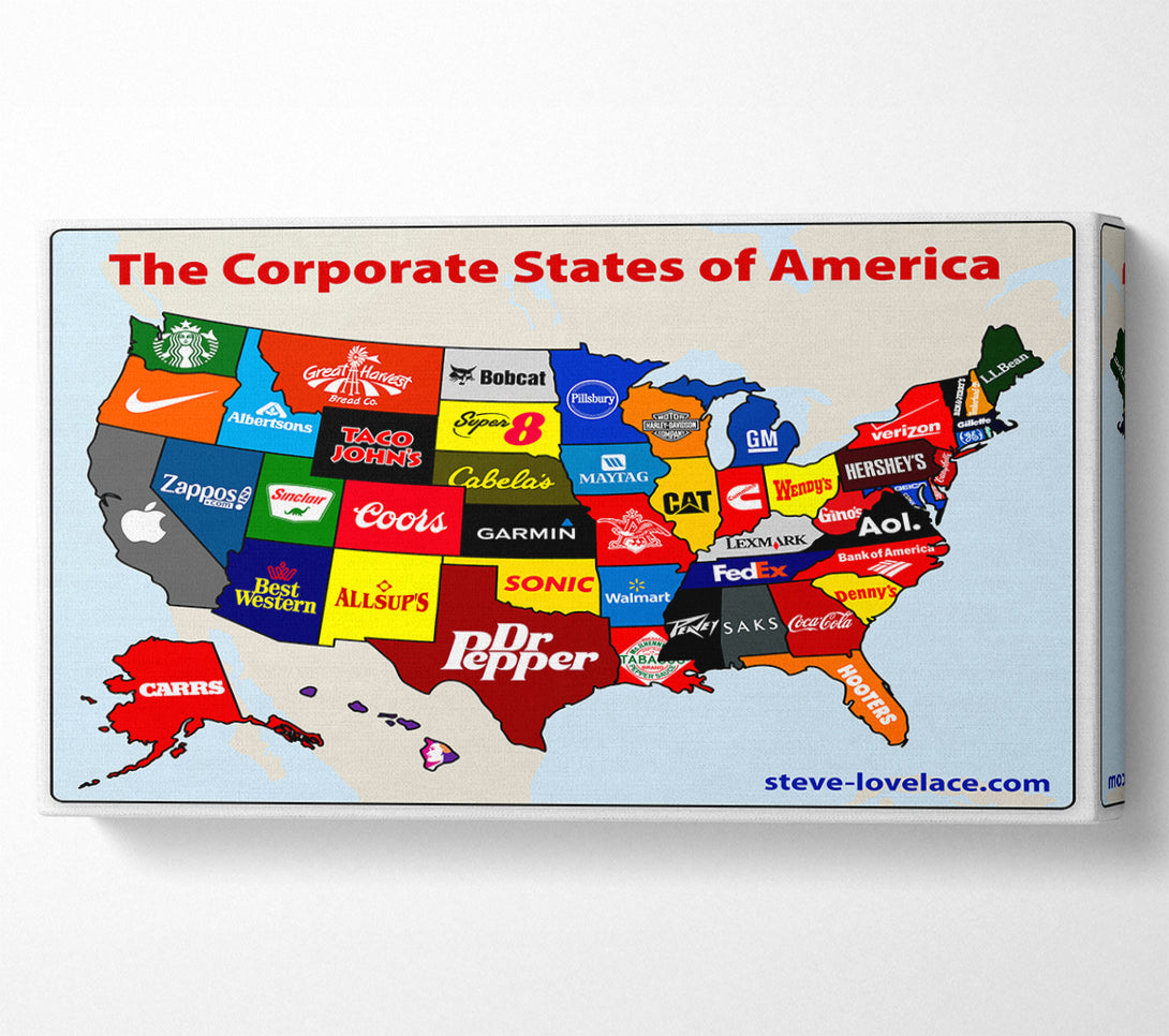  A Canvas Print of United Corporations Of America Map Canvas Print