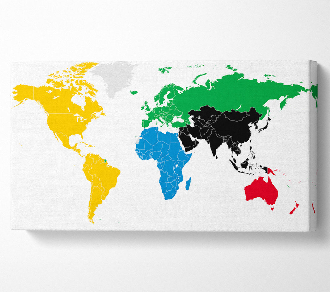  A Canvas Print of Colours Of The World Map Canvas Print