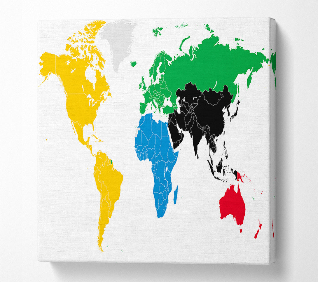  A Canvas Print of Colours Of The World Map Canvas Print