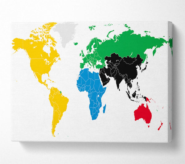  A Canvas Print of Colours Of The World Map Canvas Print