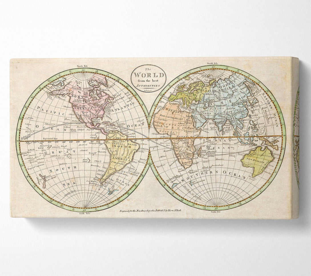  A Canvas Print of Map Of The World Pre American Map Canvas Art