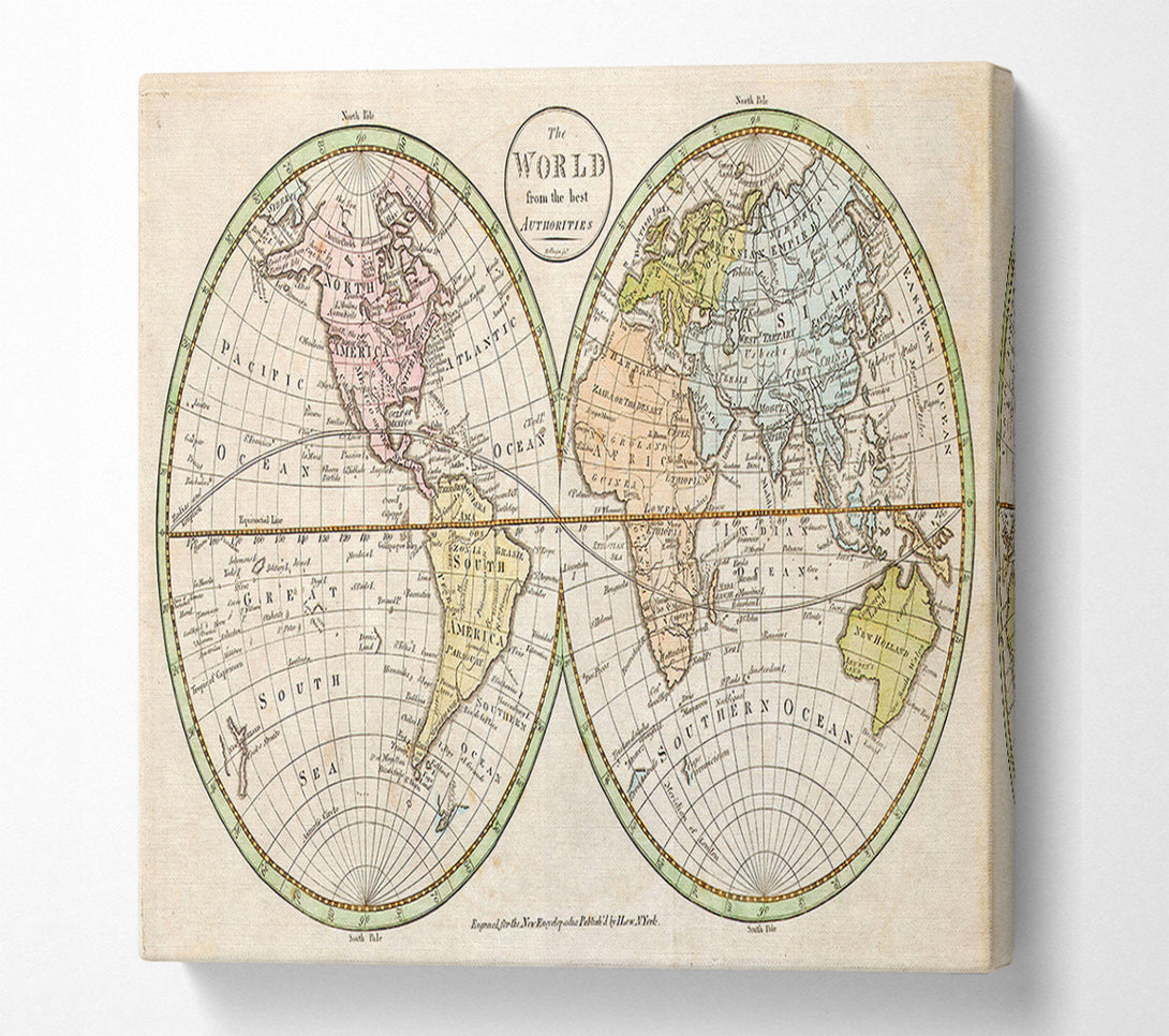  A Canvas Print of Map Of The World Pre American Map Canvas Art