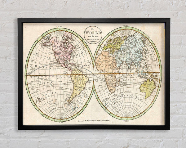 Map Of The World Pre American Map Framed Print
