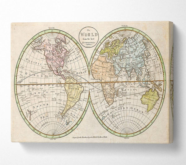  A Canvas Print of Map Of The World Pre American Map Canvas Art