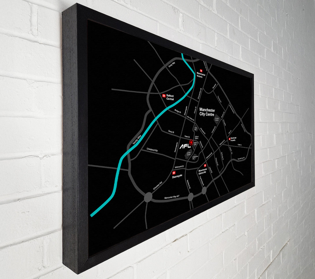  A Canvas Print of Manchester City Map Canvas Wall Art
