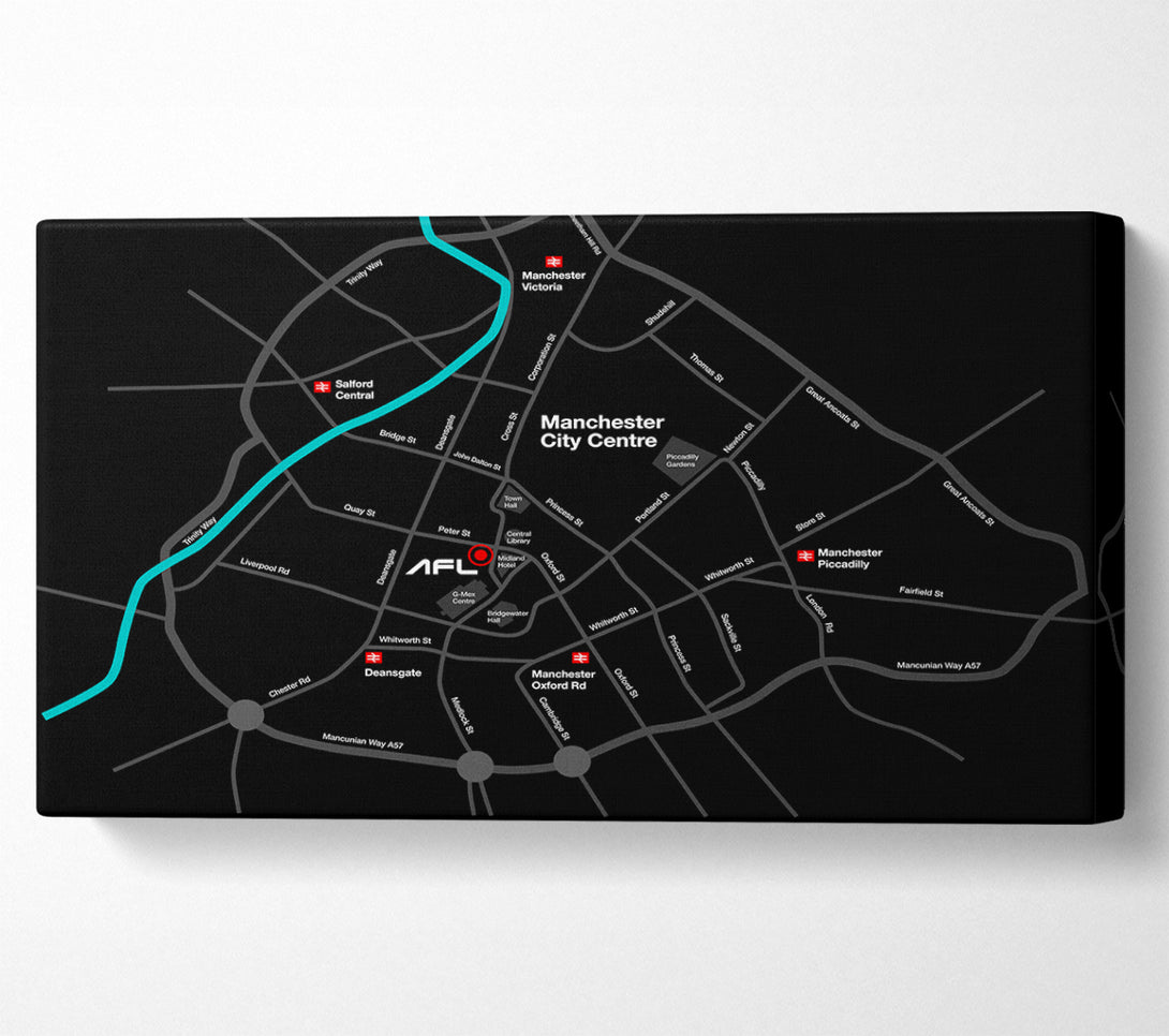  A Canvas Print of Manchester City Map Canvas Wall Art