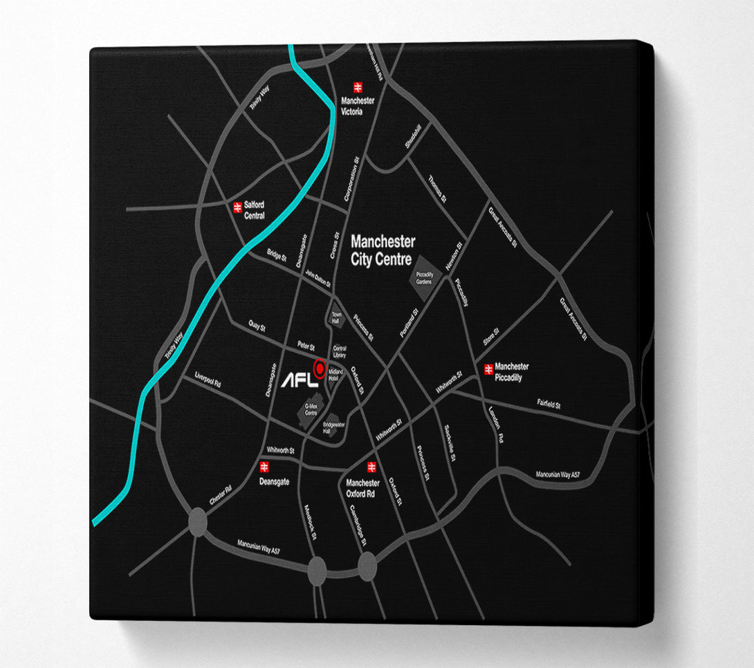  A Canvas Print of Manchester City Map Canvas Wall Art