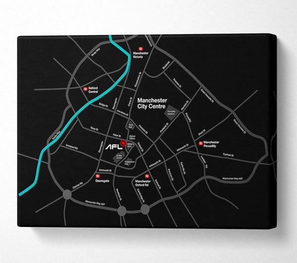  A Canvas Print of Manchester City Map Canvas Wall Art