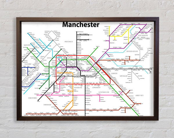 Manchester Pub Tube Map Framed Print