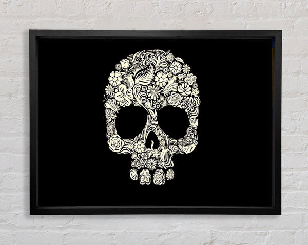 Skulls Floral Framed Print