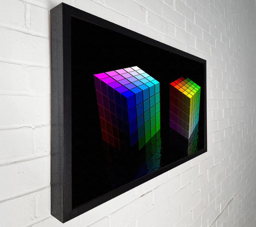  A Canvas Print of Colourful Cubes Black Canvas Art