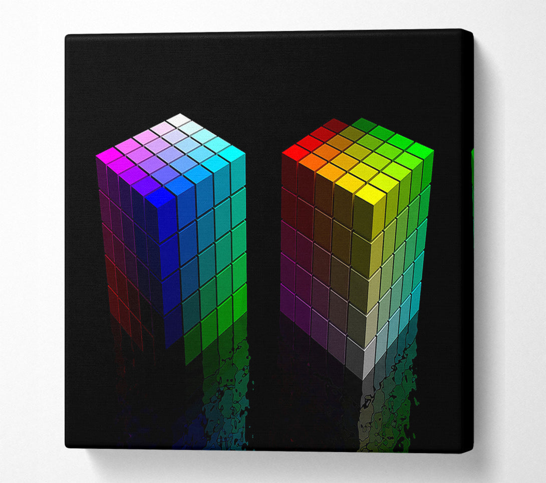  A Canvas Print of Colourful Cubes Black Canvas Art