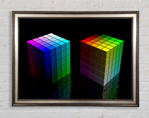 Colourful Cubes Black Framed Print