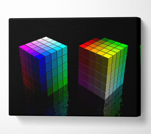  A Canvas Print of Colourful Cubes Black Canvas Art