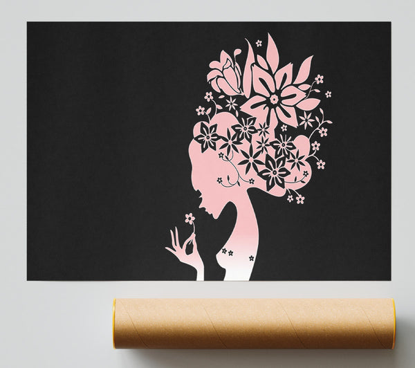 The Flower Girl Black Poster