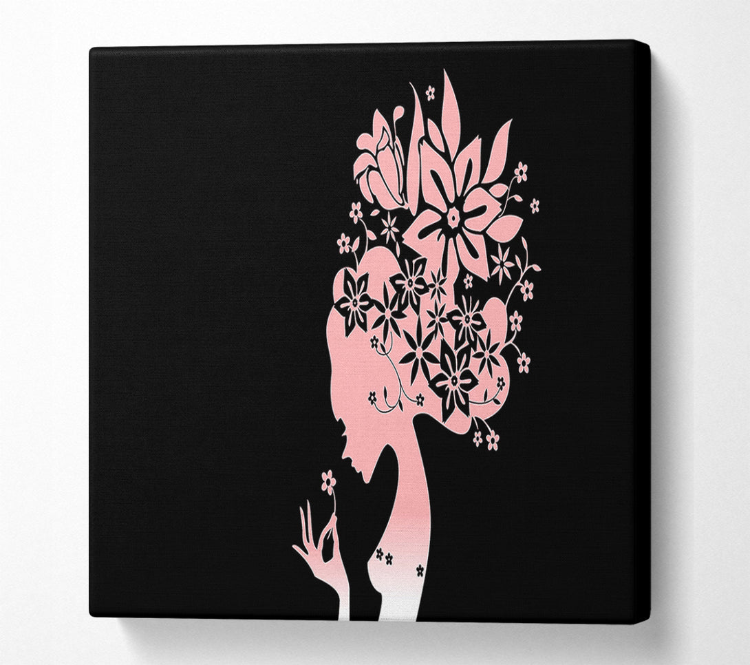  A Canvas Print of The Flower Girl Black Canvas Wall Art