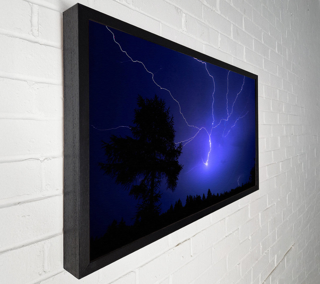  A Canvas Print of Night Lightning Blue Canvas Wall Art