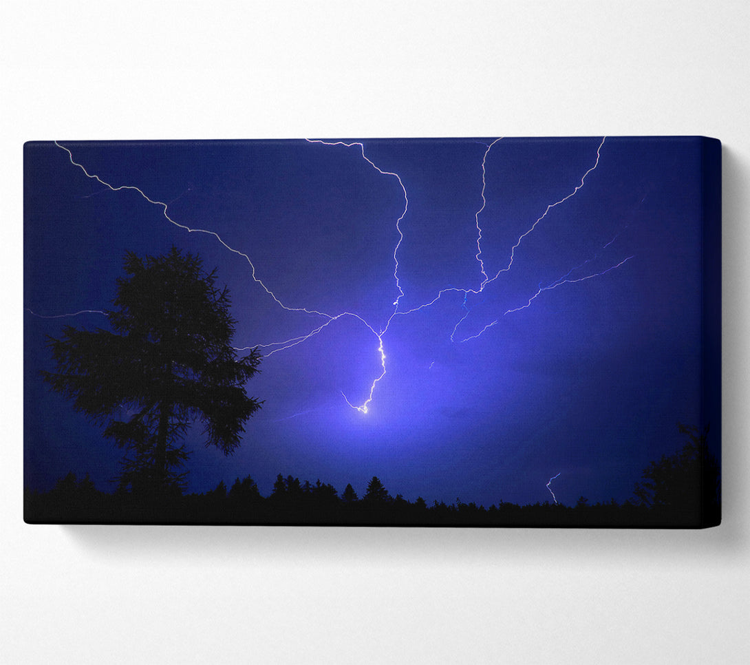  A Canvas Print of Night Lightning Blue Canvas Wall Art