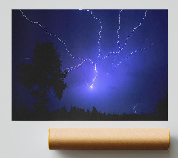 Night Lightning Blue Print