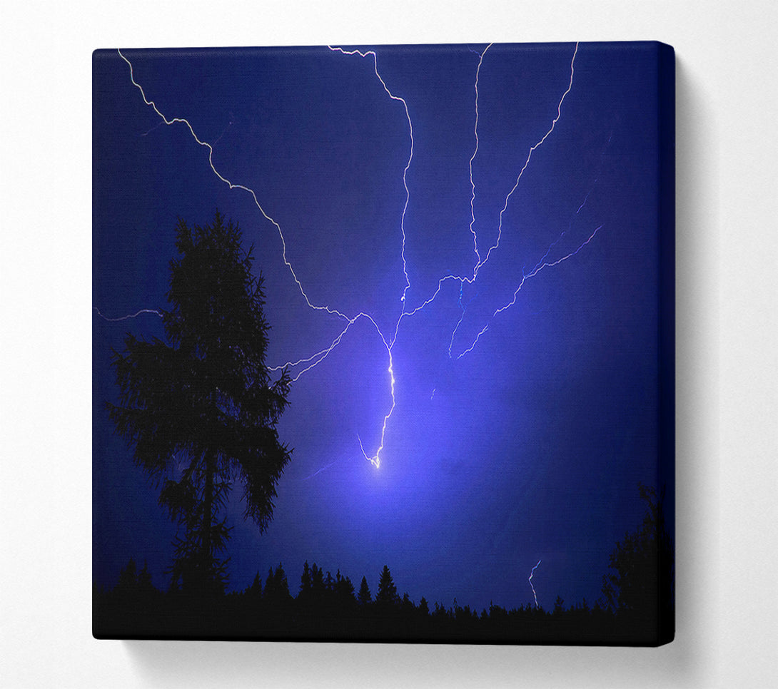  A Canvas Print of Night Lightning Blue Canvas Wall Art