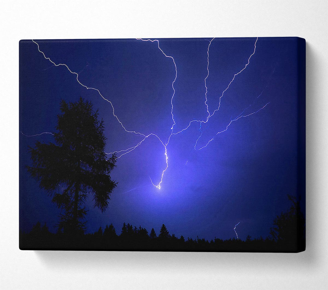  A Canvas Print of Night Lightning Blue Canvas Wall Art