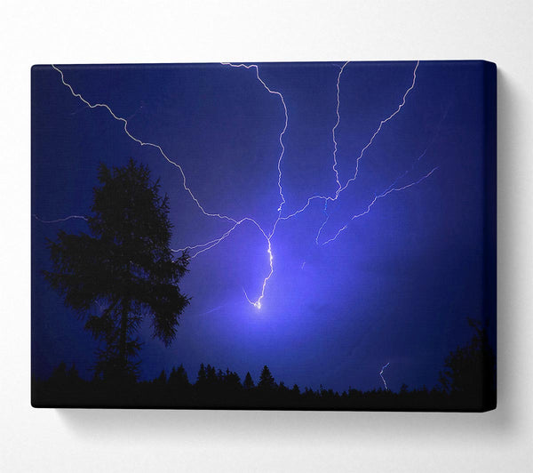  A Canvas Print of Night Lightning Blue Canvas Wall Art
