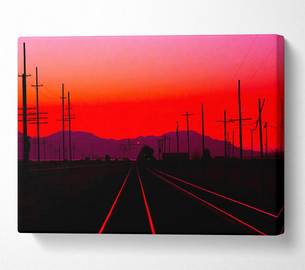  A Canvas Print of Railtracks At Dusk Canvas Art