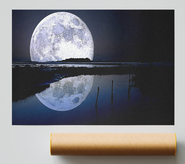 Full Moon Reflection Poster