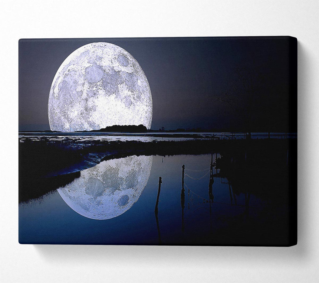  A Canvas Print of Full Moon Reflection Canvas Wall Art