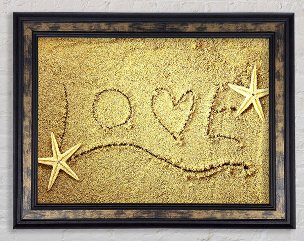 Love Message In The Sand Framed Print
