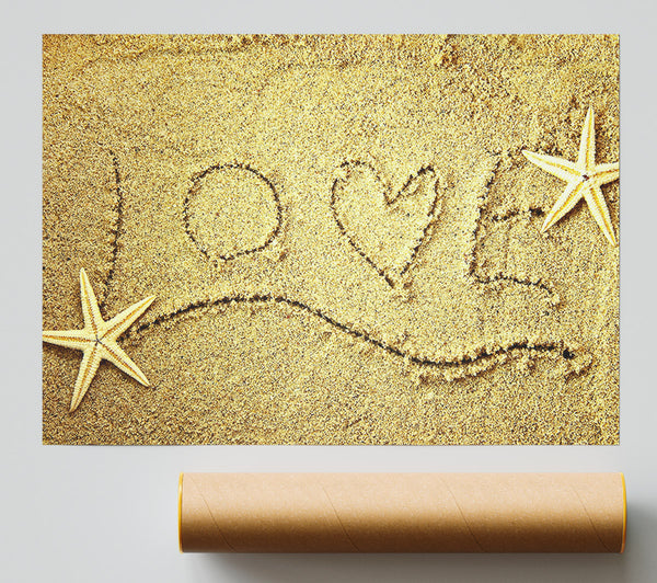 Love Message In The Sand Poster