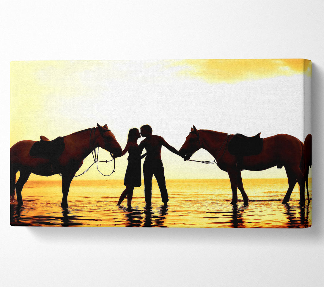  A Canvas Print of Riding Horses On The Beach Canvas Print